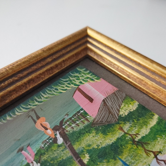 Village Painting from Haiti a colorful scene from 1988 sign Laeroix or Lacroix - Picture 10 of 10